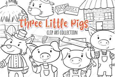 Three Little Pigs Digital Stamps