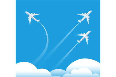 Changing direction concept. Airplane flying in different direction. Ne