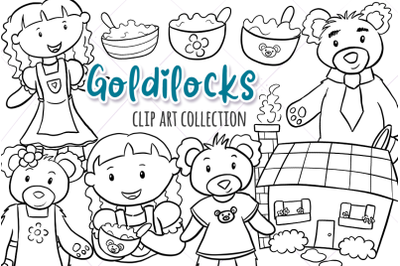 Goldilocks and the Three Bears Digital Stamps