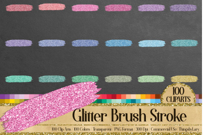 100 Glitter Brush Stroke Gold Silver Glitter Clip Arts PNG