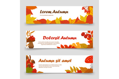 October banners. Autumn leaves horizontal banner set