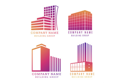 Real estate logo set. Vector modern building emblem design