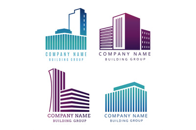 Real estate, construction company logo set. Construction emblems with