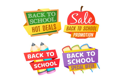 Back to school banners isolated on white background with desk, apple,