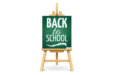 Wood chalk easel or school board with chalk. Back to school chalkboard