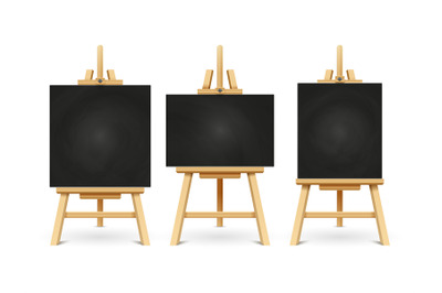 Wood chalk easels or painting art boards isolated on white background