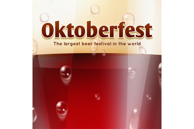 Beer festival Oktoberfest vector banner or background with dark beer