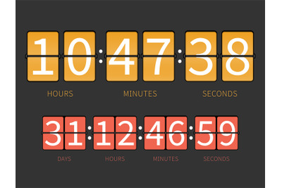 Colorful flip countdown timer, hourly schedule