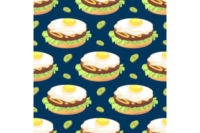 Seamless pattern with omelette sandwich