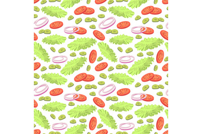 Fresh greens seamless pattern. Vegan vector background