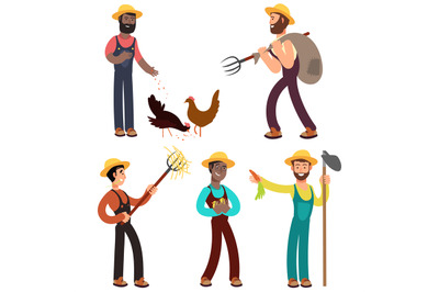 International farmers team cartoon vector illustration