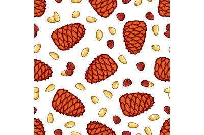 Pine and seed seamless pattern