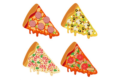 Tasty fresh pizza slices isolated on white background