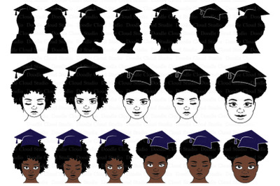 Graduation SVG&2C; Afro Girls and Boys SVG&2C; Laurea&2C;  Graduation Clipart.