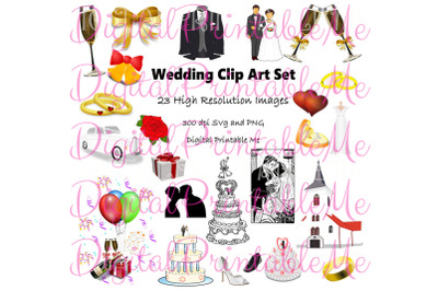 Wedding Clip Art Set&2C; 23 Images&2C; Pack&2C; Instant Download&2C; Digital&2C; Prin