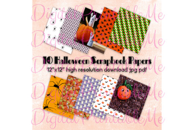 Halloween Digital papers pages scrapbook paper pack of 10 printable&2C; i