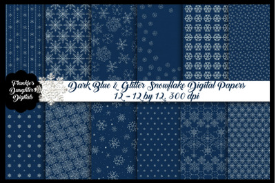 Glitter Snowflakes at Night Digital Papers