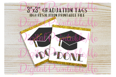 Graduation Tags #DONE party favor gift bag graduate graduation cap bla