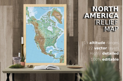Shaded Relief Map of North America