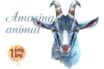 Goat horoscope character watercolor illustration
