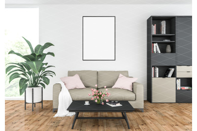 Interior scene - artwork background - frame mockup