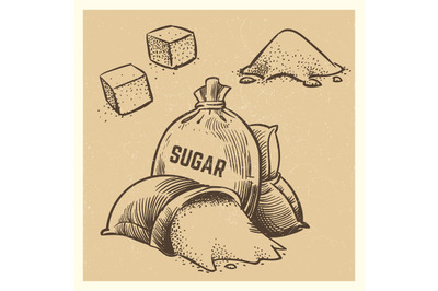 Vector sugar doodles collection. Sketch sugar illustration