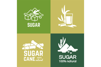 White sugar labels. logo vector design. Cane and beet sugars