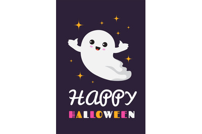 Happy halloween background. Cute ghost spooky ghostly baby. Halloween