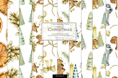 Perfect Christmas. 10 seamless patterns