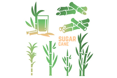 Sugar cane silhouettes icons isolated on white background