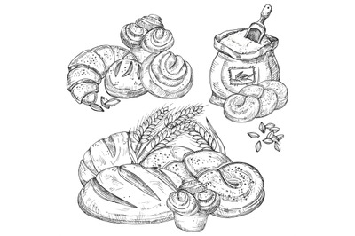 Vector bakery hand drawn elements for menu&2C; flyers&2C; banner&2C; background