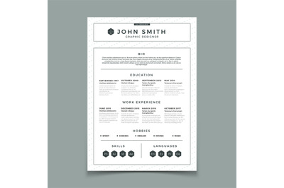 CV resume. Business web and print design vector template with personal