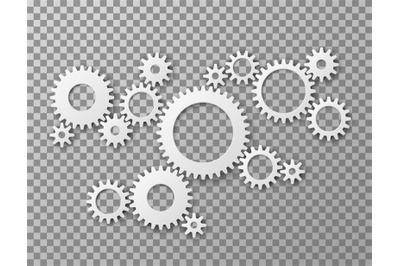 Gears background. Cogwheels gearing isolated on transparent background