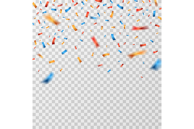 Color confetti. Falling confetti ribbons isolated. Party celebration,