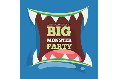 Big monster party banner with vector monster