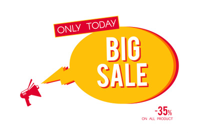 Big sale megaphone banner isolated on white background