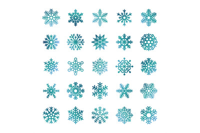 Colorful vector snowflakes isolated on white background