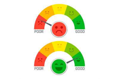 Flat emotion pain scale from poor to good vector illustration