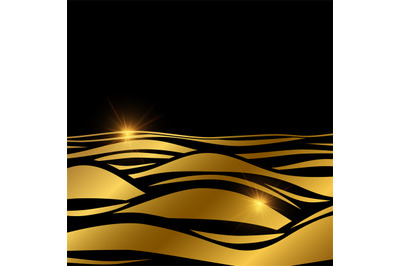 Gold wave background template with shine effect