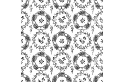 Hand drawn Christmas decorations seamless pattern background