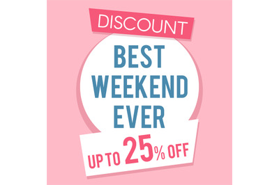 Pink discount sale banner vector template flat