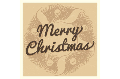 Vintage Christmas card template with hand drawn