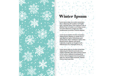 Winter banner or flyer template with white snowflakes