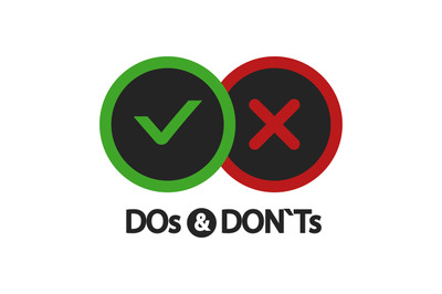 Yes and no, dos and donts, positive and negative icons