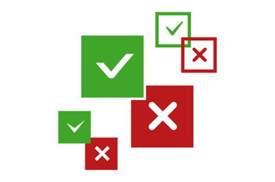 Yes and no, positive and negative vector icons