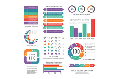 Infographic. Modern workflow marketing diagram. Statistic charts and s