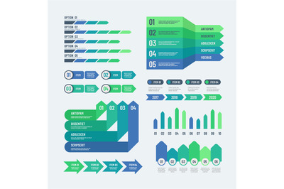 Infographic elements. Modern graphs investment charts info diagrams. W