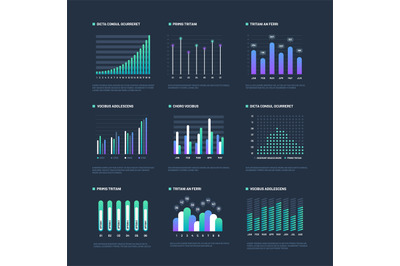 Infographic elements. Data visualization graphs, business workflow pro