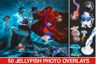 50 Photoshop overlay, Jellyfish Overlay, Photo overlay with jellyfish