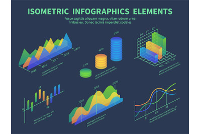 Isometric infographics. Presentation graphics&2C; statistics data layer c